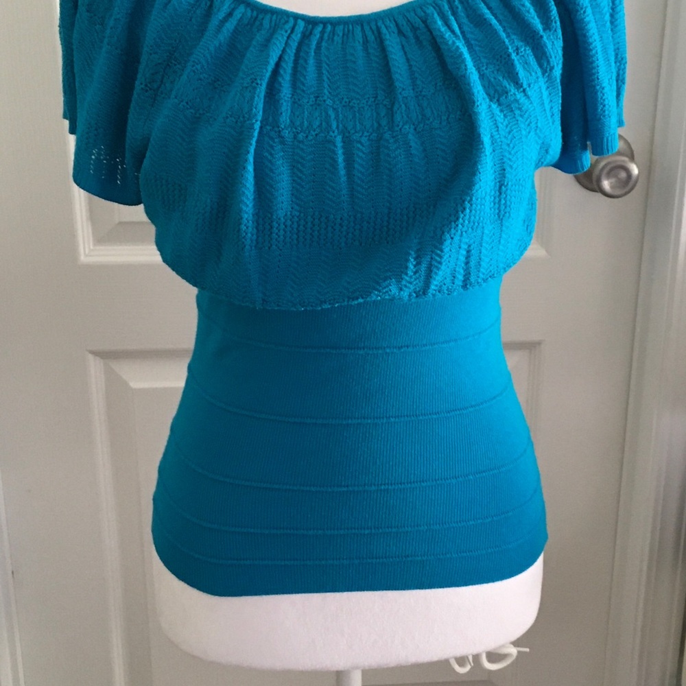 Cache Aqua knit empire waisted top